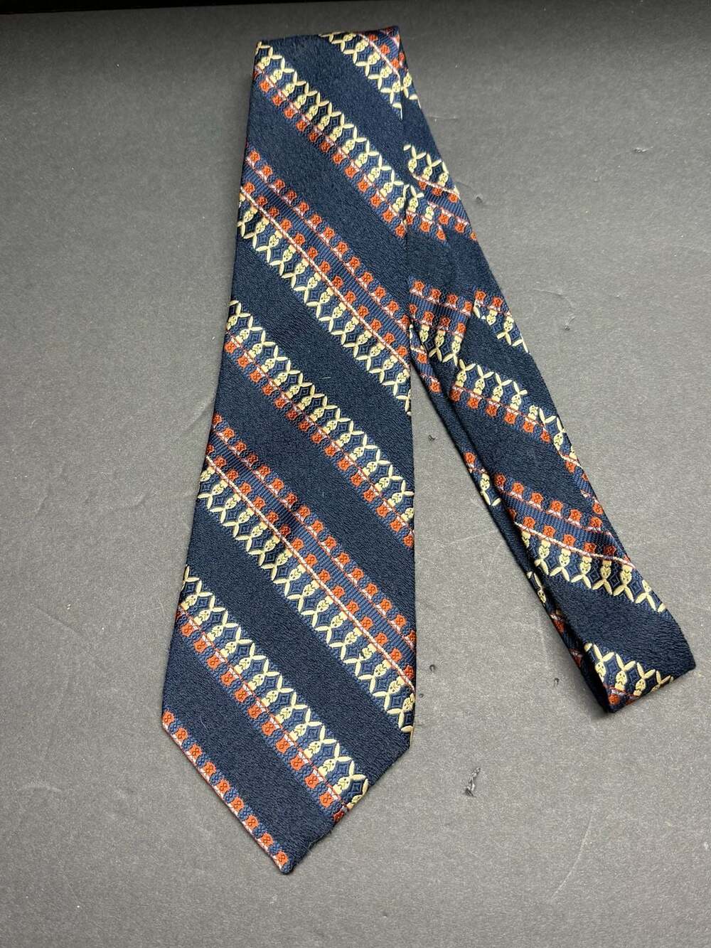 Stefano Ricci Tie Italy Blue Red Orange Stripe Self Tipped Luxury Silk L2 XL 62"